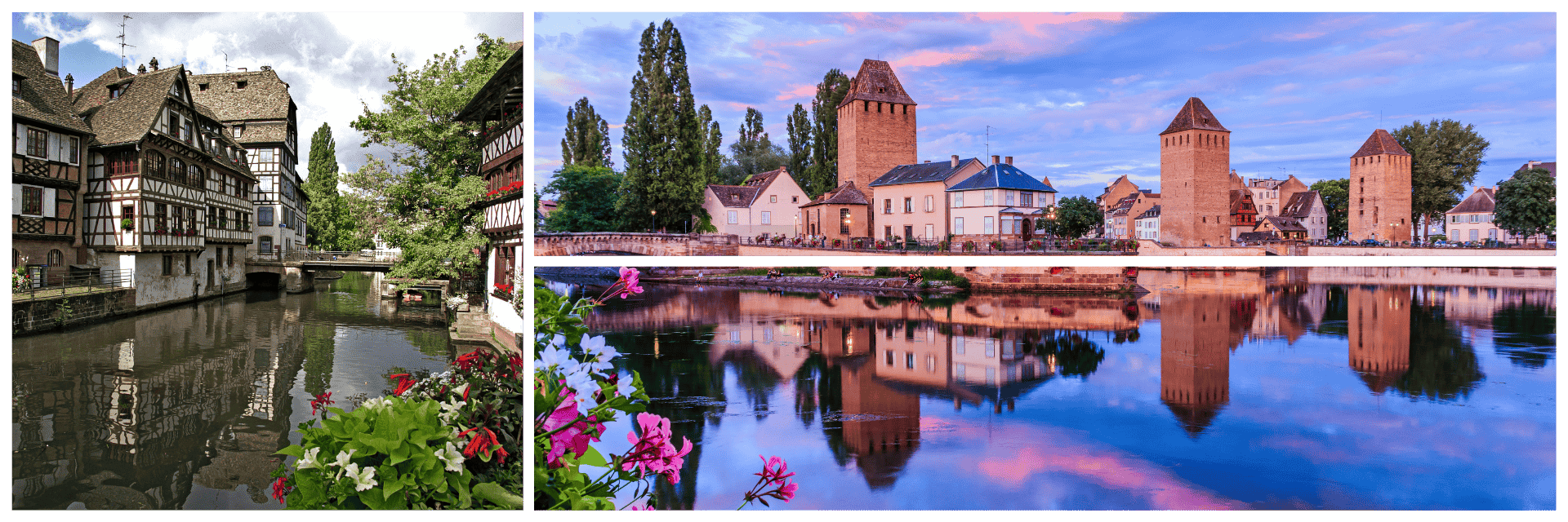 Petite France und historische Türme am Illufer in Strasbourg