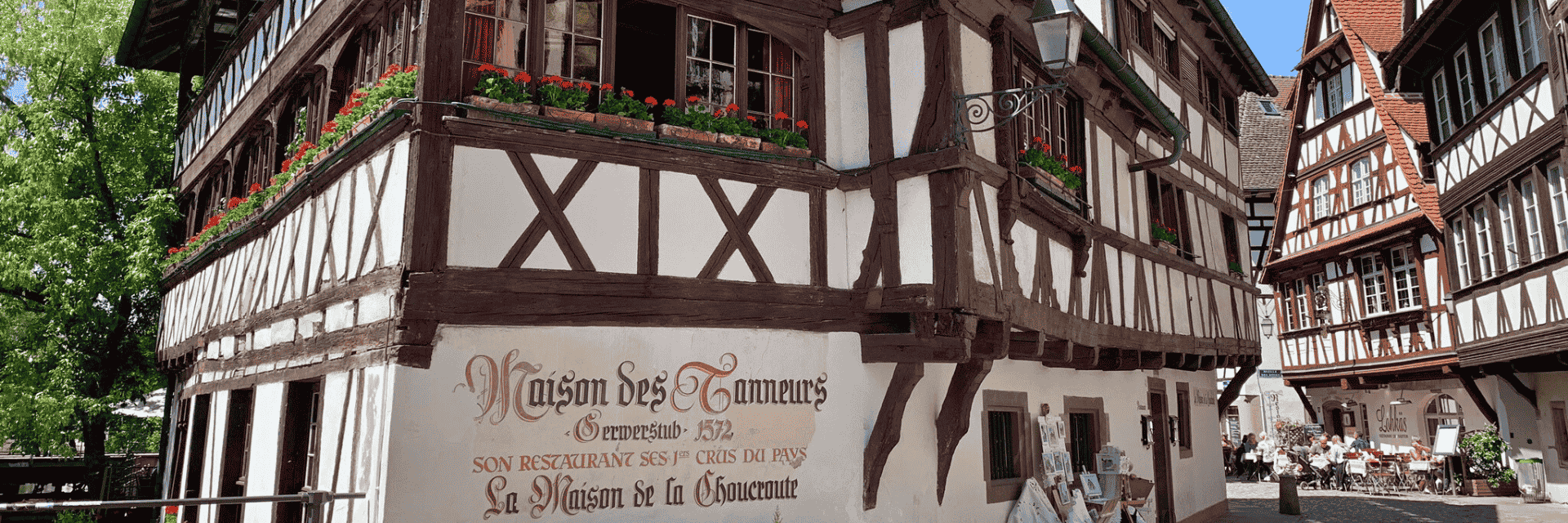 Blick auf das Fachwerkhaus in Strasbourg Maison des Tanneurs